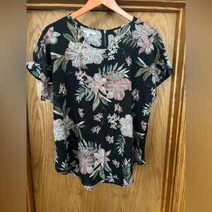 Maurices Black Floral Blouse